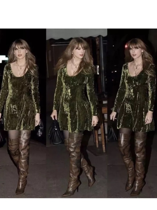 Taylor Swift Dresses & Skirts - Little Lies Sweet Jane Olive Crushed Velvet Mini Dress XL / UK 18 As Seen On